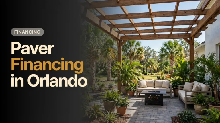 Finished paver patio with pergola seating area - paver financing options in Orlando FL