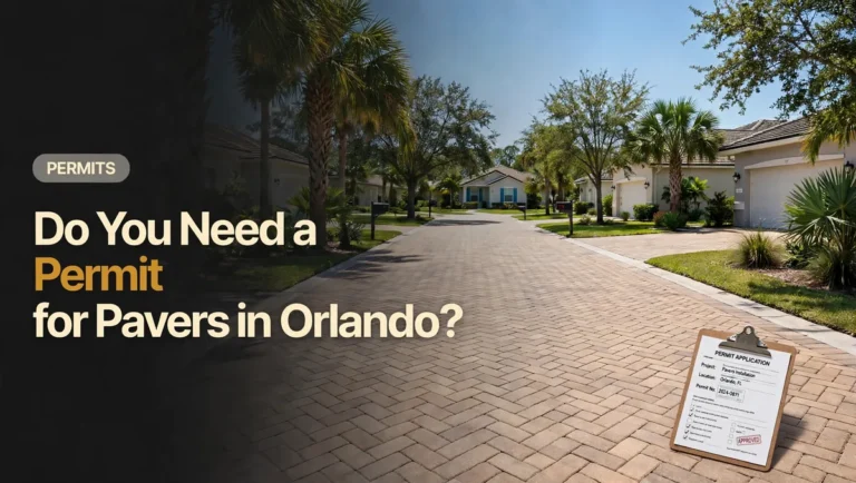 Paver driveway in an Orlando, FL residential neighborhood - do you need a permit for pavers guide