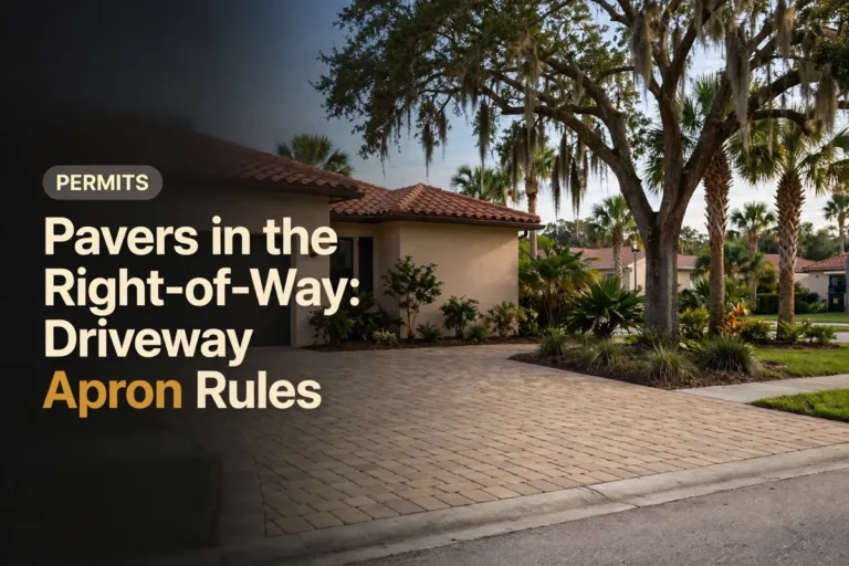 Paver driveway apron meeting the street - right of way driveway apron rules guide